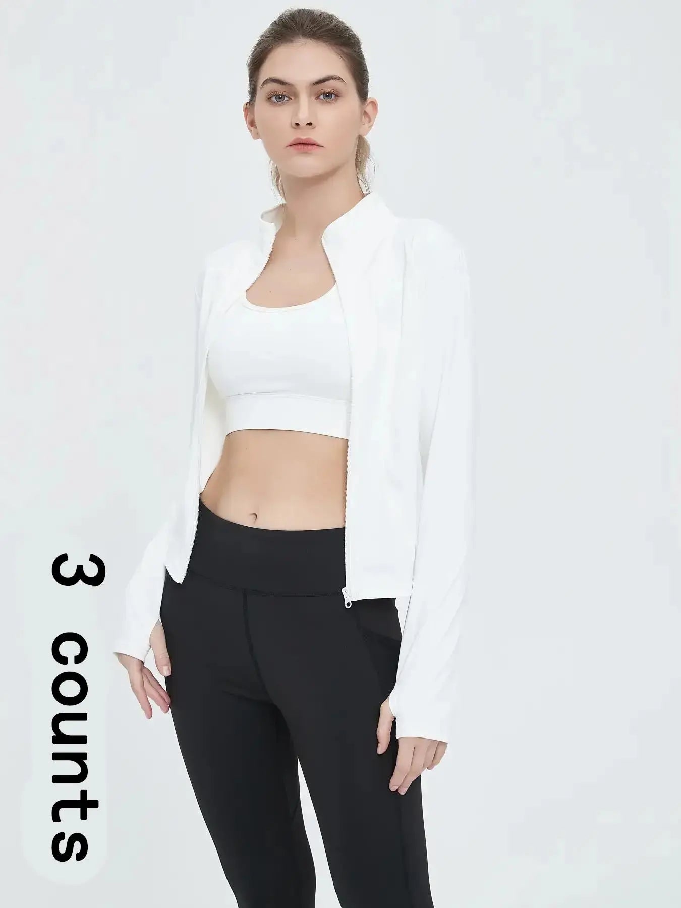 Women'S Thumb Holes Zip up Sports Jacket, Sporty Plain Long Sleeve Tops, Women'S Sportswear for Tennis Pickleball Indoor Outdoor Wear, Sports Outerwear, Zip Front Jacket