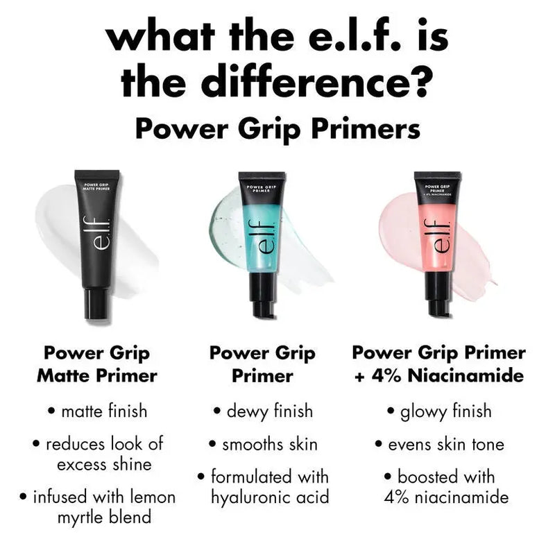 E.L.F. Power Grip Primer + 4% Niacinamide - Makeup Primer Brightens & Evens Skin Tone, Long-Lasting Grip, Dewy Glow, Non-Comedogenic, 2 Sizes