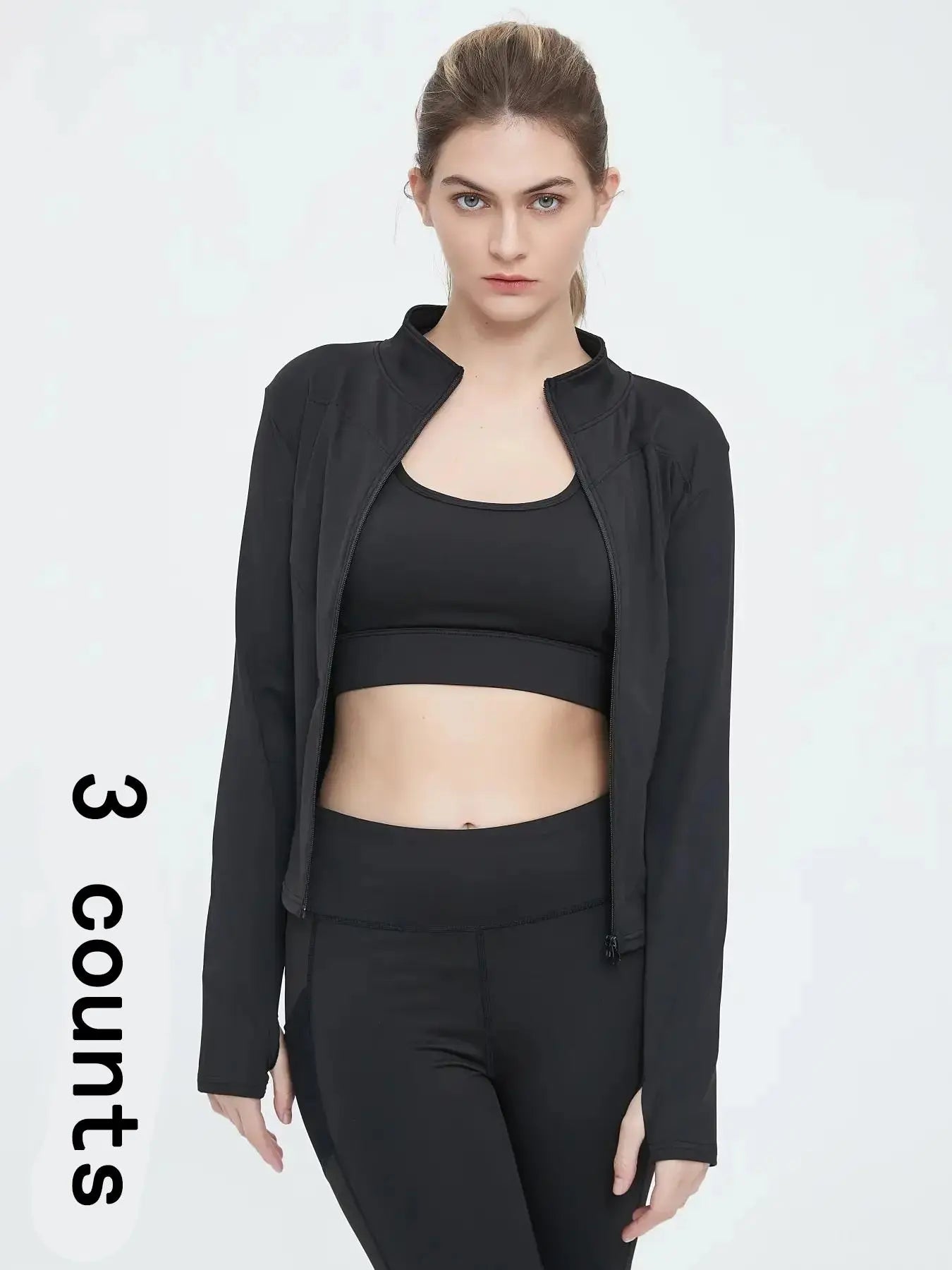 Women'S Thumb Holes Zip up Sports Jacket, Sporty Plain Long Sleeve Tops, Women'S Sportswear for Tennis Pickleball Indoor Outdoor Wear, Sports Outerwear, Zip Front Jacket