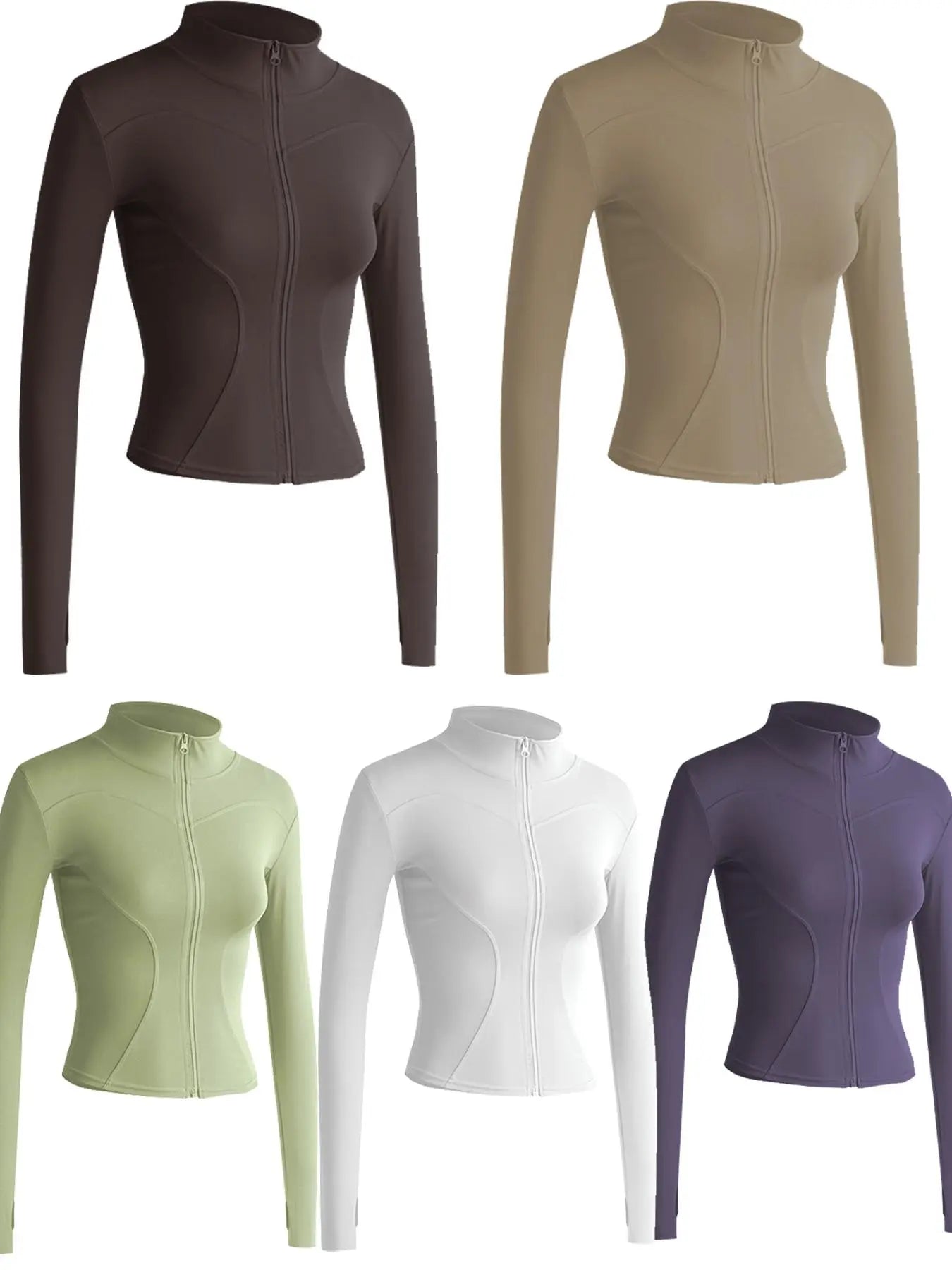 Women'S Thumb Holes Zip up Sports Jacket, Sporty Plain Long Sleeve Tops, Women'S Sportswear for Tennis Pickleball Indoor Outdoor Wear, Sports Outerwear, Zip Front Jacket