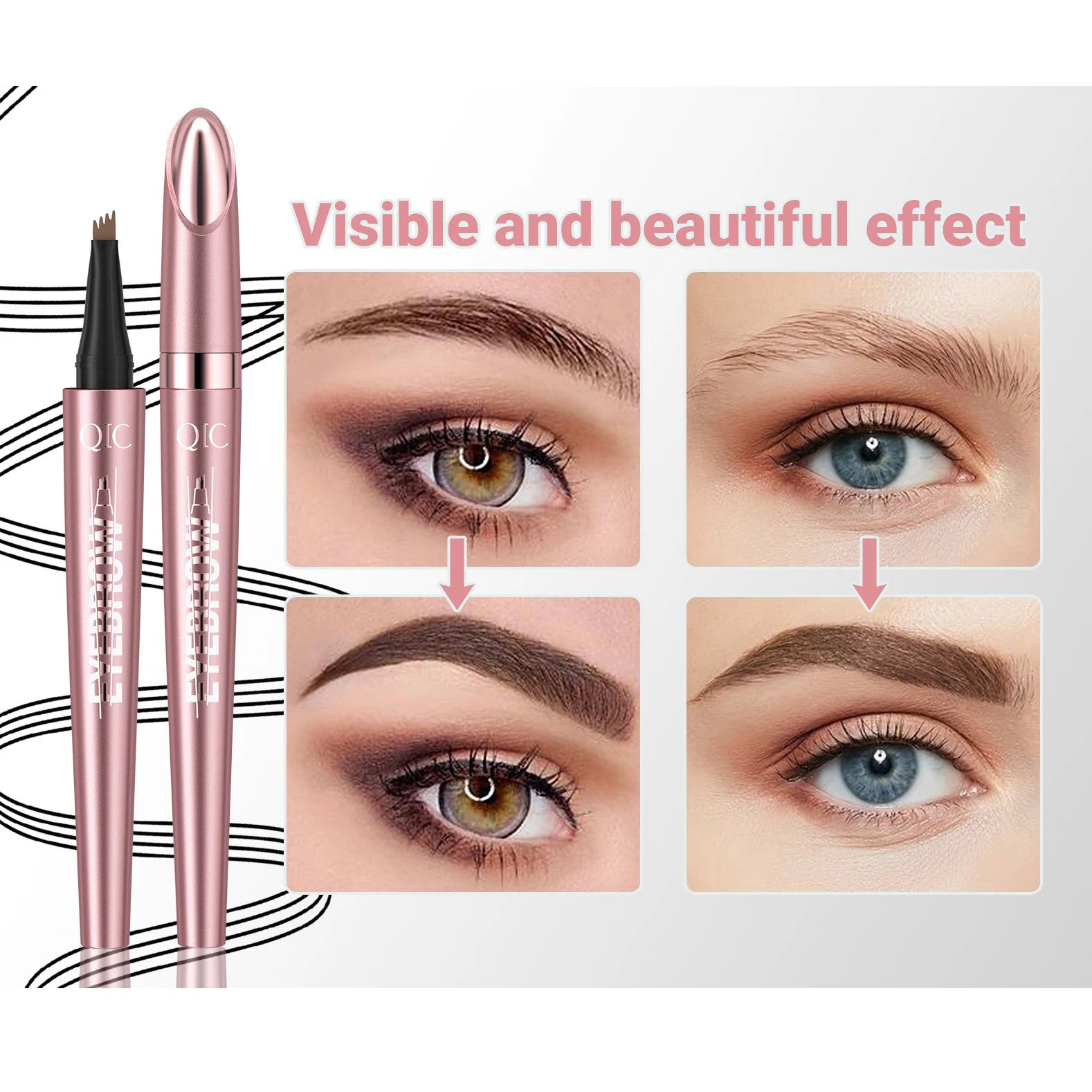 Achieve Perfect Brows with Our Waterproof 4 Point Liquid Eyebrow Pencil in Dark Brown - Fine Tip for Effortless Makeup