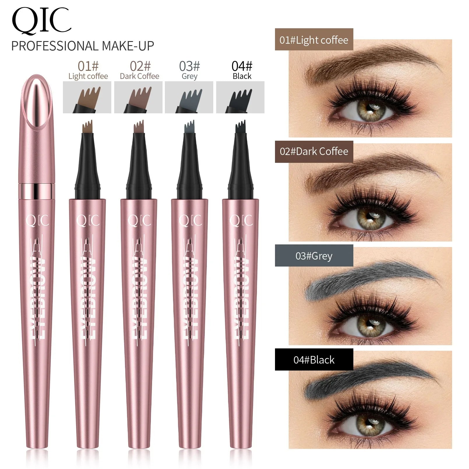 Achieve Perfect Brows with Our Waterproof 4 Point Liquid Eyebrow Pencil in Dark Brown - Fine Tip for Effortless Makeup