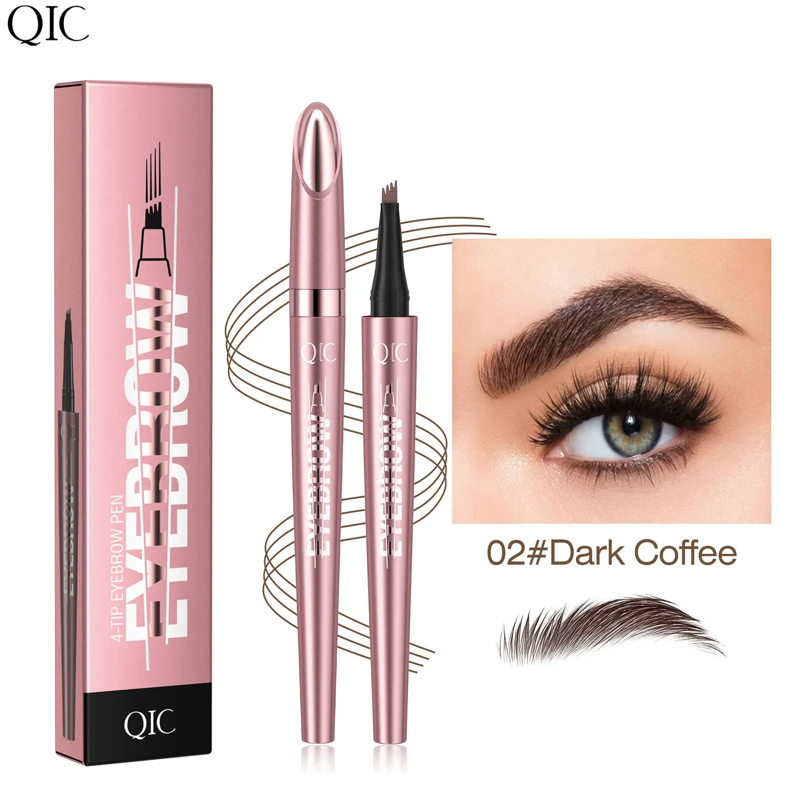 Achieve Perfect Brows with Our Waterproof 4 Point Liquid Eyebrow Pencil in Dark Brown - Fine Tip for Effortless Makeup