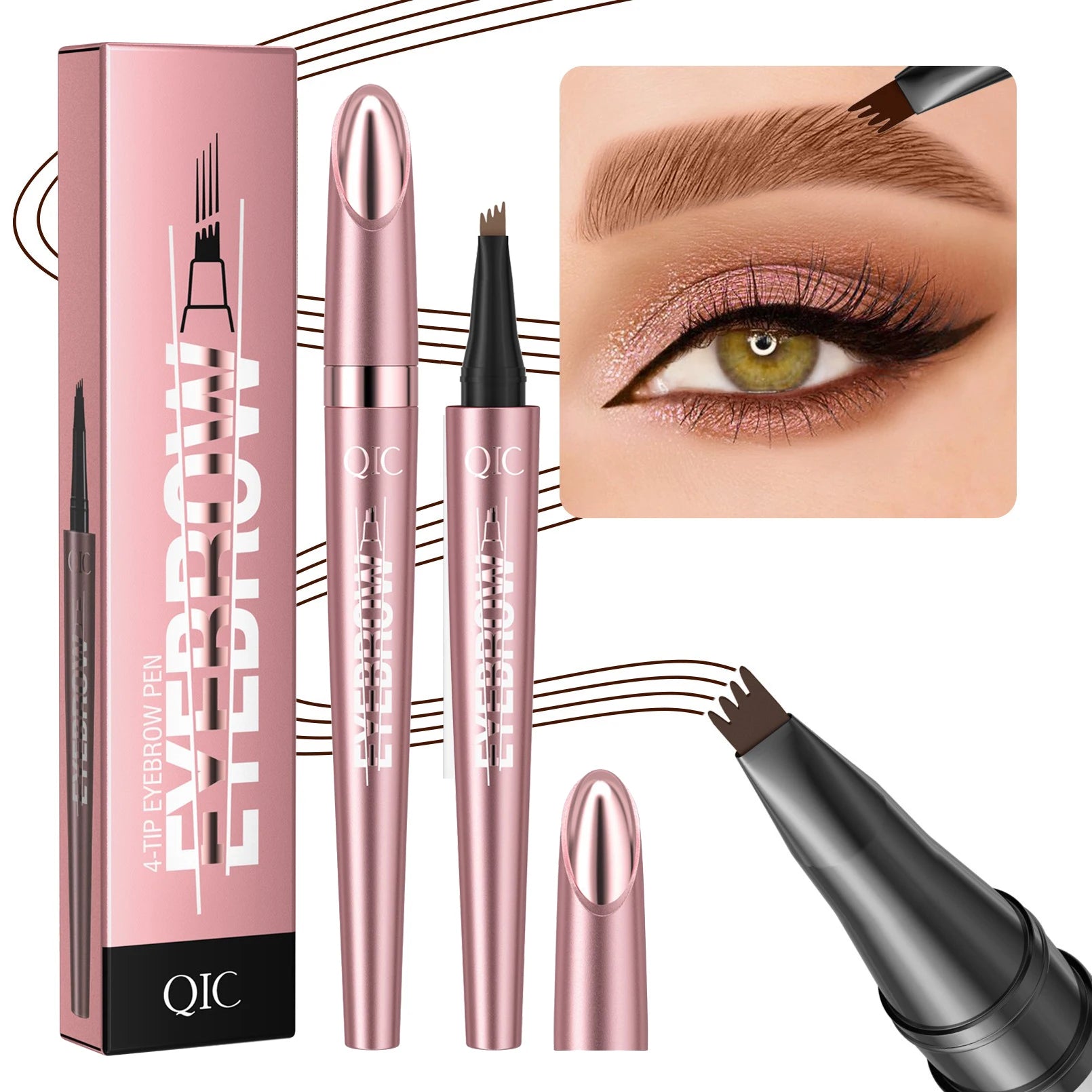 Achieve Perfect Brows with Our Waterproof 4 Point Liquid Eyebrow Pencil in Dark Brown - Fine Tip for Effortless Makeup