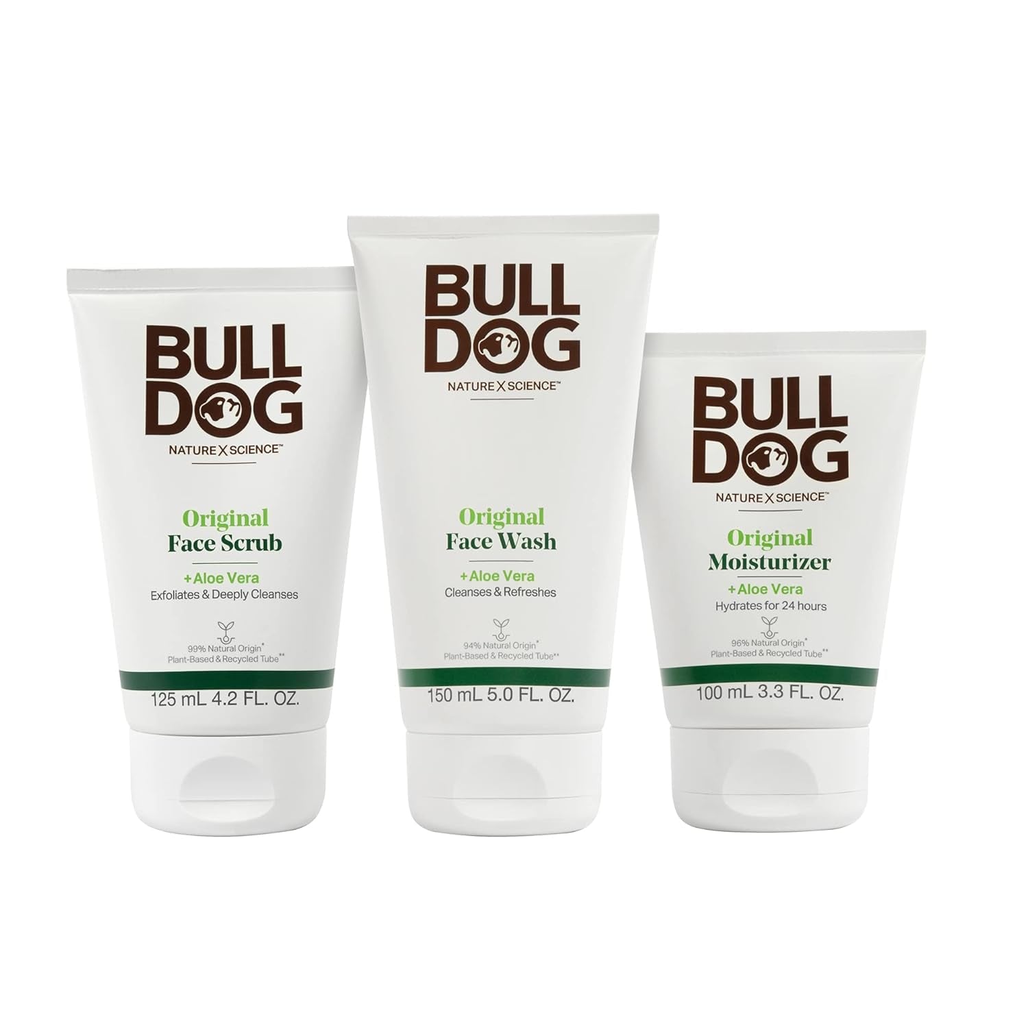 BULLDOG Men's Skincare and Grooming Original Full Face Care Set with Moisturizer, Face Wash, and Scrub