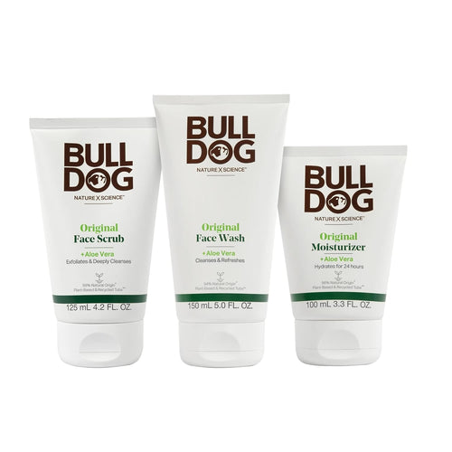 BULLDOG Men's Skincare and Grooming Original Full Face Care Set with Moisturizer, Face Wash, and Scrub