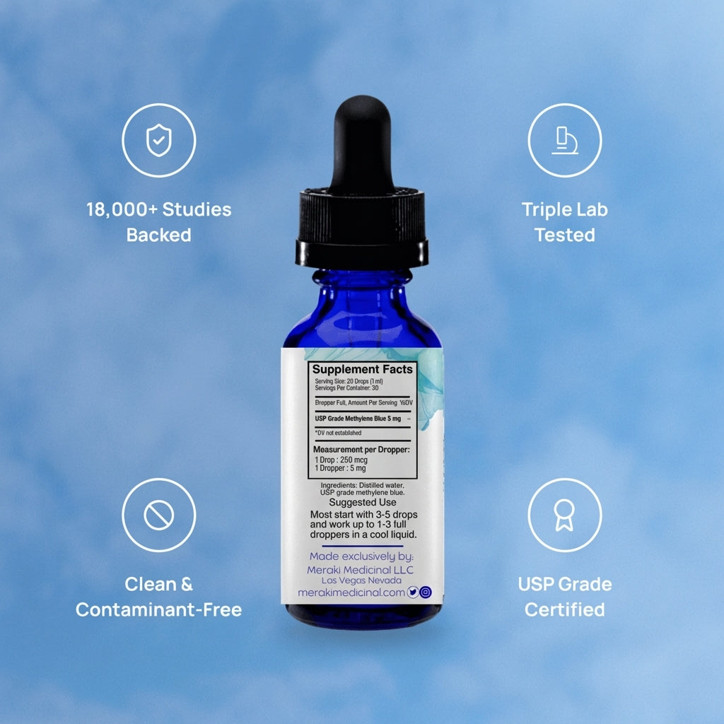 Meraki Blu USP Grade Methylene Blue 150mg – Cellular Energy & Mental Clarity Support